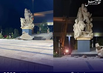 جدل واسع بسبب تحطم قطعة من نصب شهداء الجلاء في ساحة سعد الله الجابري
